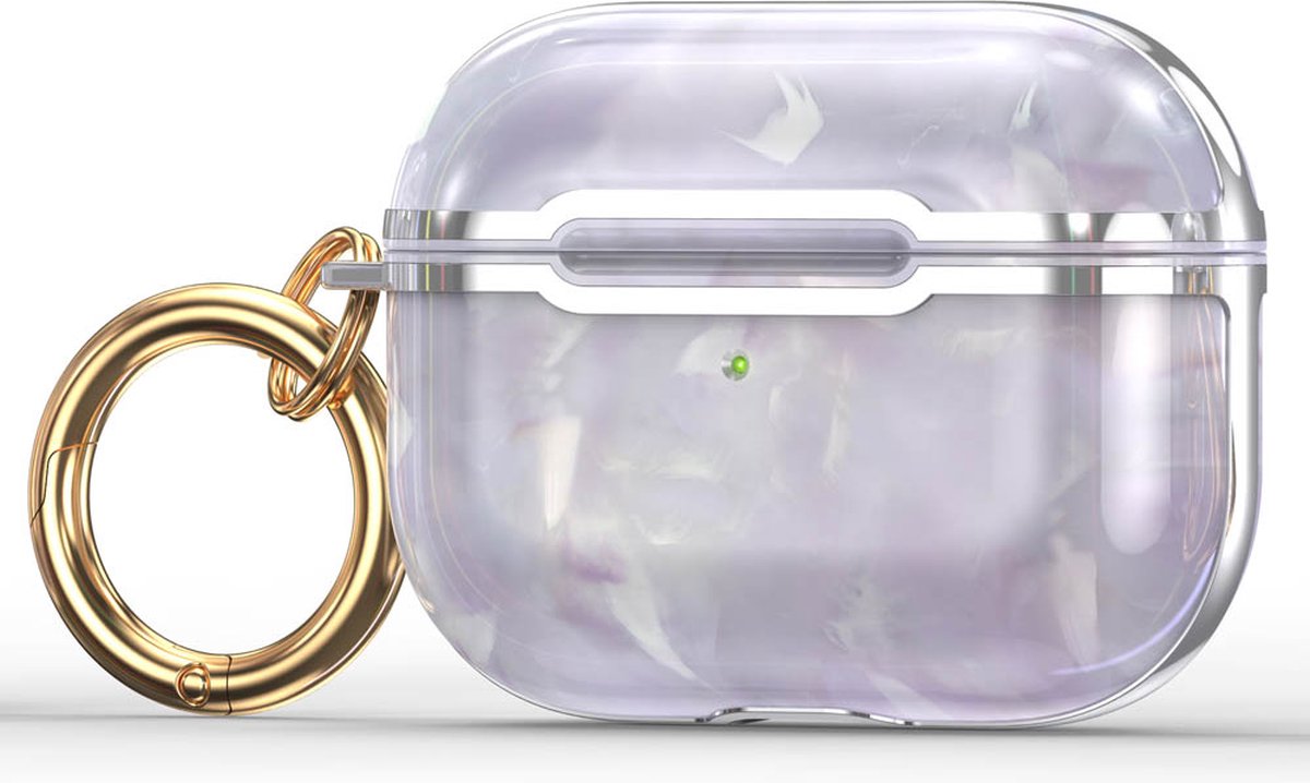 Case cover - Apple Airpods 3 - paars zilver - siliconen marmer