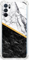 Back Cover OPPO A54s | A16 | A16s Smartphone hoesje met doorzichtige rand Marble White Black