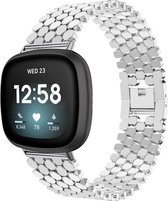 Stalen Smartwatch bandje - Geschikt voor  Fitbit Sense stalen vis band - zilver - Strap-it Horlogeband / Polsband / Armband
