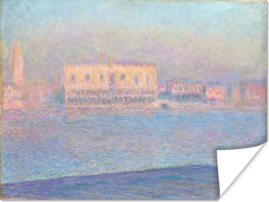 Poster Doge's paleis gezien vanaf San Giorgio Maggiore - Schilderij van Claude Monet