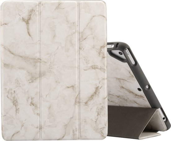 Apple iPad 6 (2018) Hoes – Mobigear – Tri-Fold Serie – Kunstlederen Bookcase – Marble Gray – Hoes Geschikt Voor Apple iPad 6 (2018)