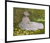 Fotolijst incl. Poster - Lente - Schilderij van Claude Monet - 80x60 cm - Posterlijst
