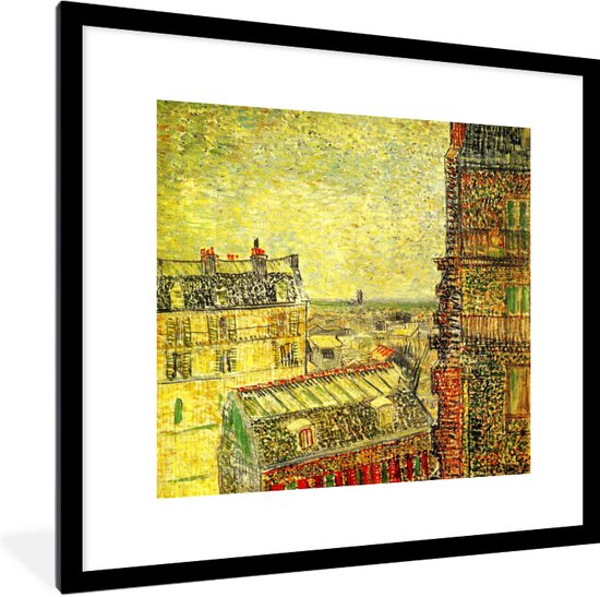 Fotolijst incl. Poster - Gezicht vanuit Theo's appartement - Schilderij van Vincent van Gogh - 40x40 cm - Posterlijst