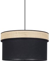 Amman hanglamp - Katoen en raffia - Cilinder - E27 - Ø38 cm - Zwart en raffia