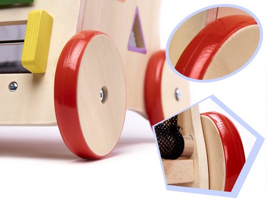 Houten Loopwagen - Educatieve Kubus - 6in1 looptrainer- baby peuter