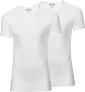 Slater 6900 - Stretch 2-pack extra lang T-shirt V-hals korte mouw wit 3XL 95% organisch katoen 5% elastan