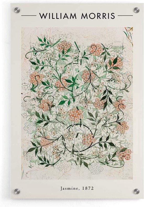 Walljar - William Morris - Jasmine - Muurdecoratie - Acrylglas schilderij - 30 x 45 cm