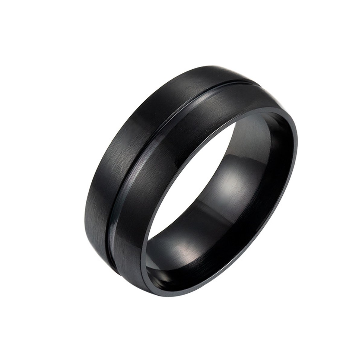 Nixnix - Stalen ring Zwart - Mannen en vrouwen - Cadeautip - 20mm - Size 11