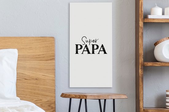 Tableau Peinture Super Papa - Citations - Papa - Proverbes - 20x40 cm - Décoration murale