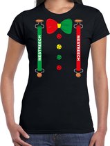 Carnaval t-shirt Mestreech bretels en strik voor dames - zwart - Maastricht - Carnavalsshirt / verkleedkleding 2XL