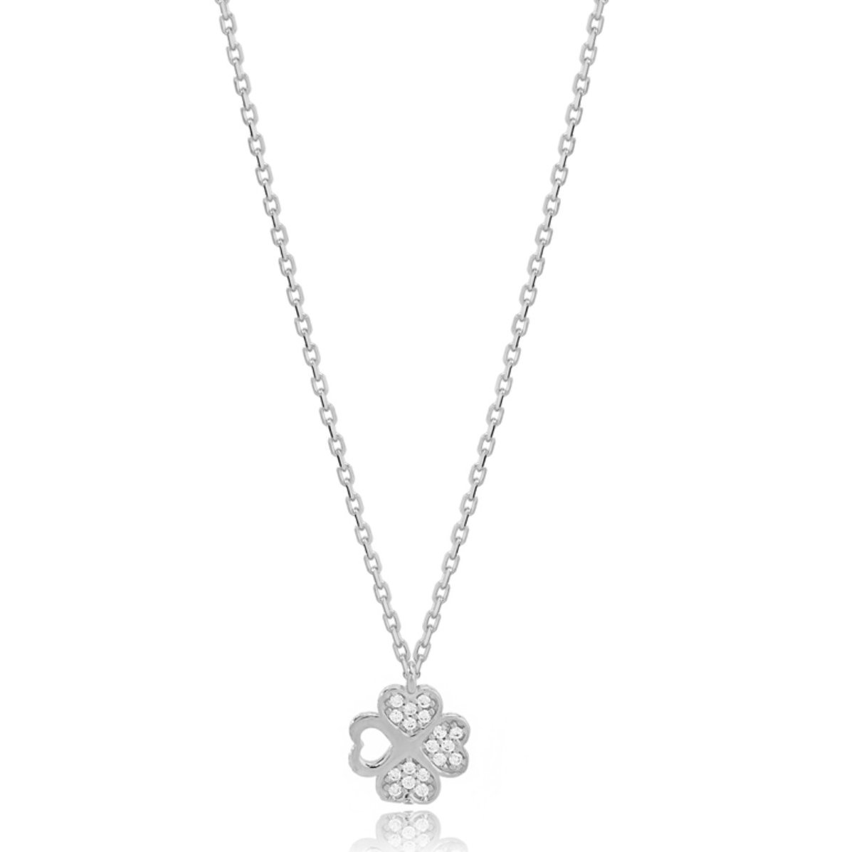 Collier Coeur Trèfle à 4 Feuilles Pendentif Porte Bonheur Femme