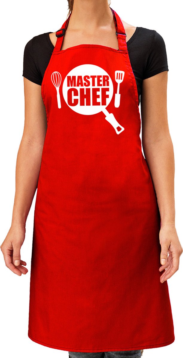 Master chef barbeque schort / keukenschort bordeaux rood voor dames - bbq schorten