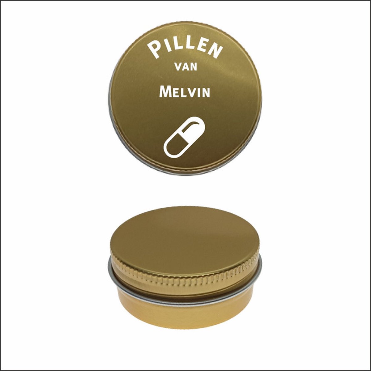 Pillen Blikje Met Naam Gravering - Melvin