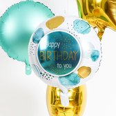 Happy Birthday Teal Goud - 45 cm