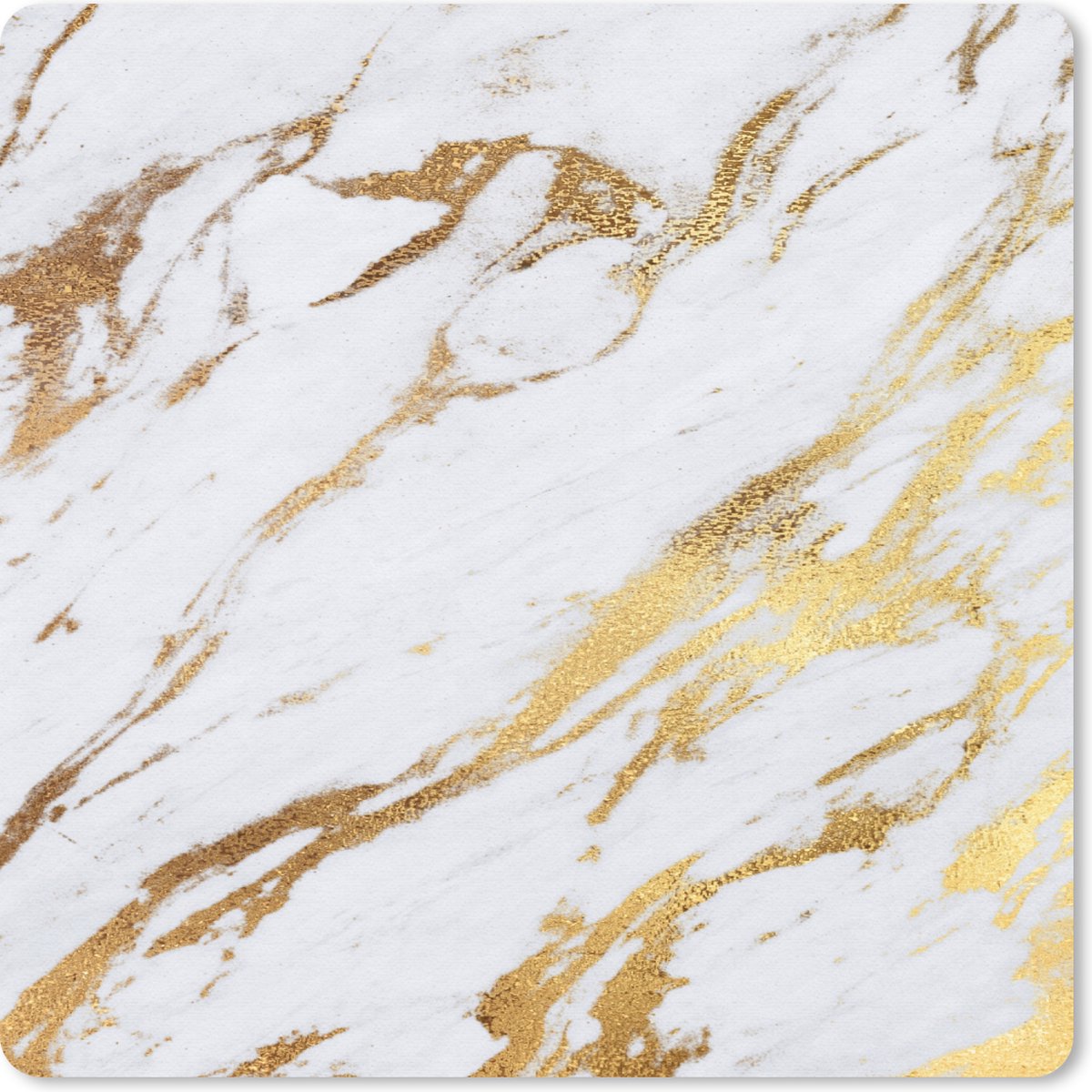 Muismat 30x30 cm - Mousepad Marmer - Goud - Wit - Chic - Muismatten