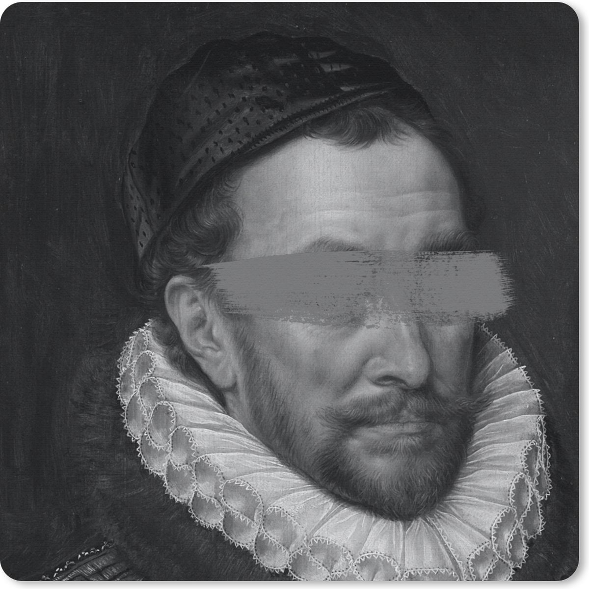 Muismat 30x30 cm - Mousepad Portret van Willem I - Adriaen Thomasz - Zwart - Wit - Muismatten