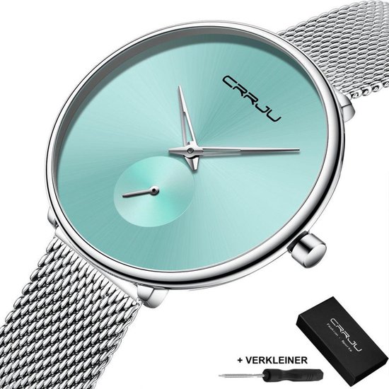 CRRJU® Horloges voor Vrouwen Dameshorloge Meisjes Moederdag Cadeautje Cadeau – Dames Watch Horloge – Horlogebox Geschenkdoos – Zilver Blauw