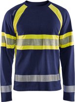 Blaklader High Vis T-shirt lange mouwen 3510-1030 - Marine/High Vis Geel - XL
