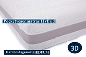 2-Persoons BAMBOO Matras -POCKET HYBRID 7 ZONE 21 CM - 3D - Gemiddeld ligcomfort - 180x200/21