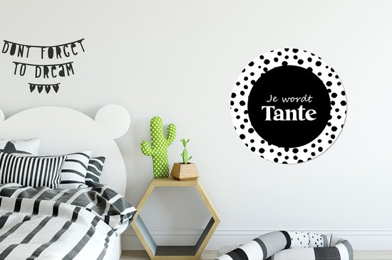 Cercle mural - Cercle mural - Baby shower - Tu deviens tante - Enceinte - Aluminium - Dibond - ⌀ 60 cm - Intérieur et Extérieur