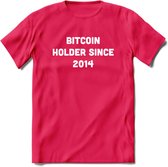 BTC Holder Since 2014- Crypto T-Shirt Kleding Cadeau | Dames / Heren / Unisex | Bitcoin / Ethereum shirt | Grappig Verjaardag kado | BTC Tshirt Met Print | - Roze - M