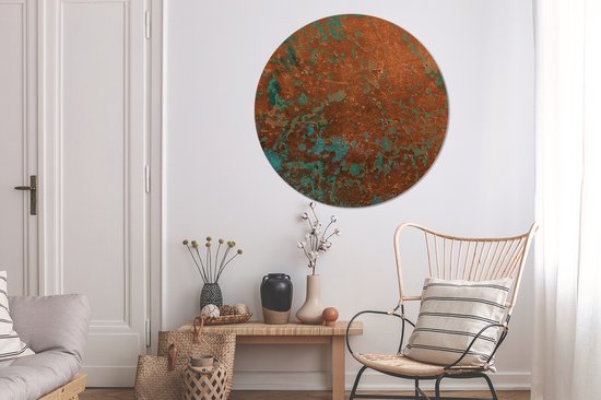 WallCircle - Wall Circle - Wall Circle Indoor - Tôle Acier - Turquoise - Rouille - 140x140 cm - Décoration murale - Peintures Ronds