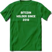 BTC Holder Since 2018- Crypto T-Shirt Kleding Cadeau | Dames / Heren / Unisex | Bitcoin / Ethereum shirt | Grappig Verjaardag kado | BTC Tshirt Met Print | - Donker Groen - 3XL