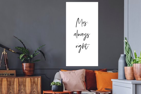 Stickers muraux - Sticker Foil - Citations - 'Mrs. toujours raison' - Mariage - Proverbes - 60x120 cm - Film adhésif - Stickers muraux Chambre d'enfant - Papier peint autocollant