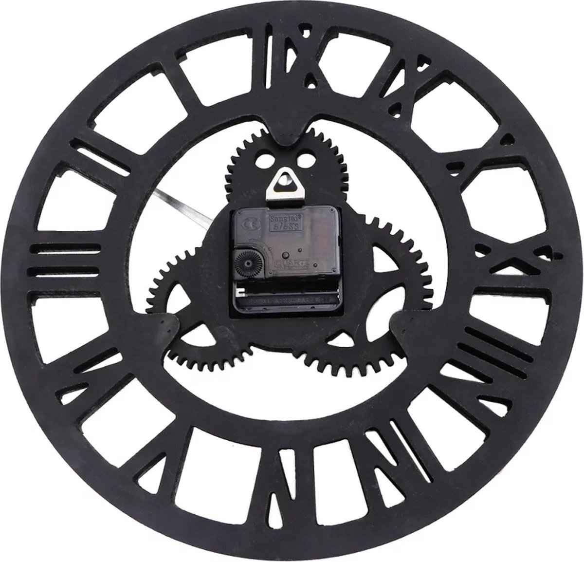 Handgemaakte Grote Wandklok - Ronde Muurklok - Retro Klok - Latijnse Cijfers Romeins - Tandwiel - Handmade Gear Wall Clock — cadeau in Wonen & Interieur - foto 5