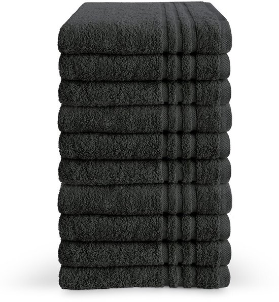 Byrklund handdoeken 50 x 100 - set van 10 - 100% Katoen - Hotelkwaliteit - Zacht en Absorberend - Antraciet