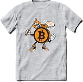BTC Mascot - Crypto T-Shirt Kleding Cadeau | Dames / Heren / Unisex | Bitcoin / Ethereum shirt | Grappig Verjaardag kado | BTC Tshirt Met Print | - Licht Grijs - Gemaleerd - S