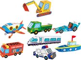 Vouwblaadjes - Origami - 3D voertuigen vouwen - Politie Auto, Brandweer auto, Graafmachine, Boot, Race Auto - Kinderen - Educatief - 8 stuks