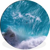 WallCircle - Wandcirkel - Muurcirkel - Blauwe golven bij Kelingking Beach in Indonesië - Aluminium - Dibond - ⌀ 140 cm - Binnen en Buiten