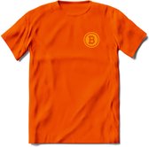 Bit-Coin - Crypto T-Shirt Kleding Cadeau | Dames / Heren / Unisex | Bitcoin / Ethereum shirt | Grappig Beleggen Verjaardag kado | Tshirt Met Print | - Oranje - L