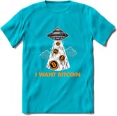 I Want Bitcoin - Crypto T-Shirt Kleding Cadeau | Dames / Heren / Unisex | Bitcoin / Ethereum shirt | Grappig Verjaardag kado | Tshirt Met Print | - Blauw - XL