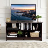 furnibella - Houten tv-meubel, tv-tafel tv-kast tv-plank, voor TV's tot 55 inch, 3-laags entertainment center met opbergplanken, industriële rustieke tv lowboard voor woonkamer & slaapkamer, 
