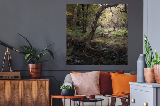 Stickers Stickers muraux - Animal de la forêt - Cerf - Soleil - 100x100 cm - Feuille adhésive XXL