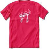 SKKKaleton - Katten T-Shirt Kleding Cadeau | Dames - Heren - Unisex | Kat / Dieren shirt | Grappig Verjaardag kado | Tshirt Met Print | - Roze - S