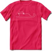 Gekke Kat - Katten T-Shirt Kleding Cadeau | Dames - Heren - Unisex | Dieren shirt | Grappig Verjaardag kado | Tshirt Met Print | - Roze - S