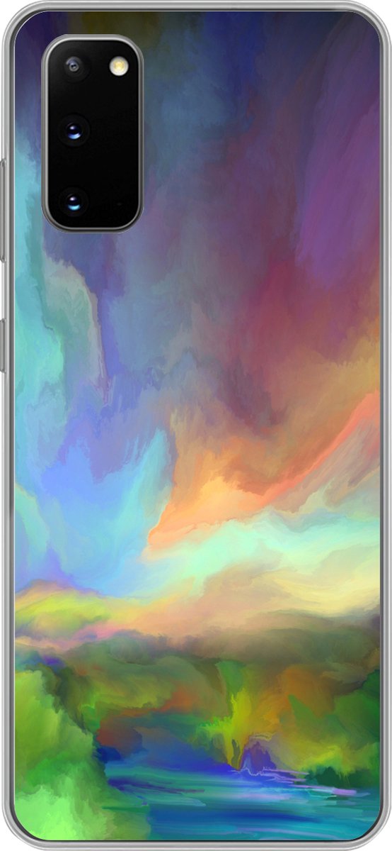Telefoonhoesje Geschikt voor Samsung Galaxy S20 hoesje - Landschap - Waterverf - Lucht - Siliconen Telefoonhoesje Telefoonhoesje