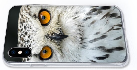 Coque iPhone Xs - Un hibou marron aux yeux oranges - Siliconen - Noël - Cadeaux - Cadeaux chaussures