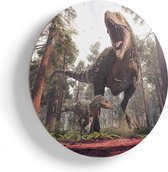 Artaza Houten Muurcirkel - Tyrannosaurus Rex Dinosaurus - T-Rex - Ø 90 cm - Groot - Multiplex Wandcirkel - Rond Schilderij