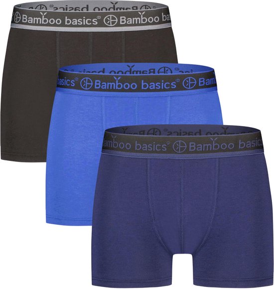 Comfortabel & Zijdezacht Bamboo Basics Liam - Bamboe Boxershorts Heren (Multipack 3 stuks) - Onderbroek - Ondergoed - Zwart, Blauw & Navy - XL
