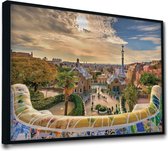 Akoestische panelen - Geluidsisolatie - Akoestische wandpanelen - Akoestisch schilderij AcousticPro® - paneel met uitzicht Guell park, Barcelona - design 167 - Premium - 150x100 -