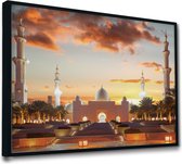 Akoestische panelen - Geluidsisolatie - Akoestische wandpanelen - Akoestisch schilderij AcousticPro® - paneel met de Sheikh Zayed Mosque - design 182 - Premium - 230x160 - zwart- W