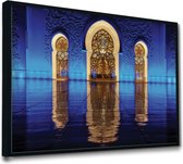 Akoestische panelen - Geluidsisolatie - Akoestische wandpanelen - Akoestisch schilderij AcousticPro® - paneel met de Sheikh Zayed Mosque - design 196 - Premium - 200x140 - zwart- W