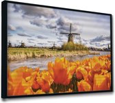 Akoestische panelen - Geluidsisolatie - Akoestische wandpanelen - Akoestisch schilderij AcousticPro® - paneel met traditioneel Nederlands uitzicht - design 169 - Basic - 90x60 - zw