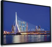 Akoestische panelen - Geluidsisolatie - Akoestische wandpanelen - Akoestisch schilderij AcousticPro® - paneel uitzicht op de kop van zuid, Rotterdam - design 174 - Basic - 100x70 -