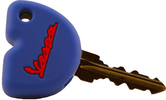 Couvercle de clé en silicone Vespa Blauw avec lettres rouges