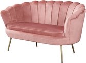 Shell sofa gemaakt van fluweel roze